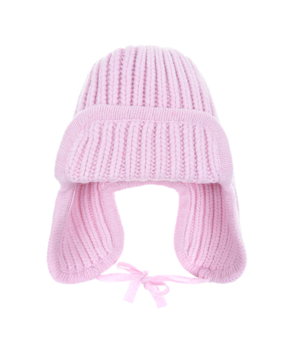 Розовая шапка-ушанка из шерсти и кашемира  | Фото 1