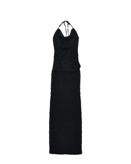 Платье макси с завязками на шее, черное MSGM | Фото 1