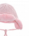 Розовая шапка-ушанка с меховой отделкой Chobi | Фото 3