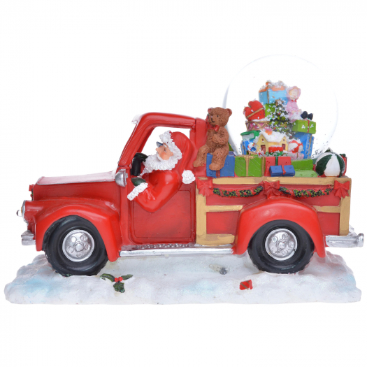 Новогодний сувенир EWAX &quot;Санта с подарками на красном грузовике&quot; 25.5x15x17 см  | Фото 1
