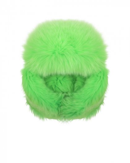 Меховая шапка ушанка, зеленая Рина Поплавская | Фото 1