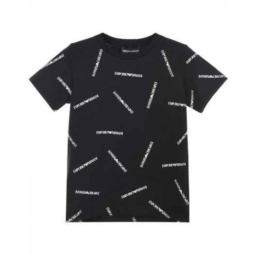 Черная футболка со сплошным принтом Emporio Armani | Фото 1
