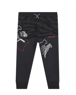 Черные спортивные брюки с анималистичным принтом KENZO Серый, арт. K24060 65 | Фото 1