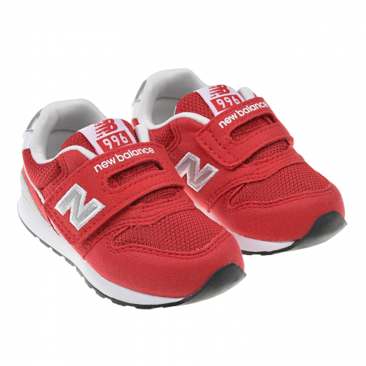 Красные кроссовки на липучке с серым логотипом NEW BALANCE | Фото 1
