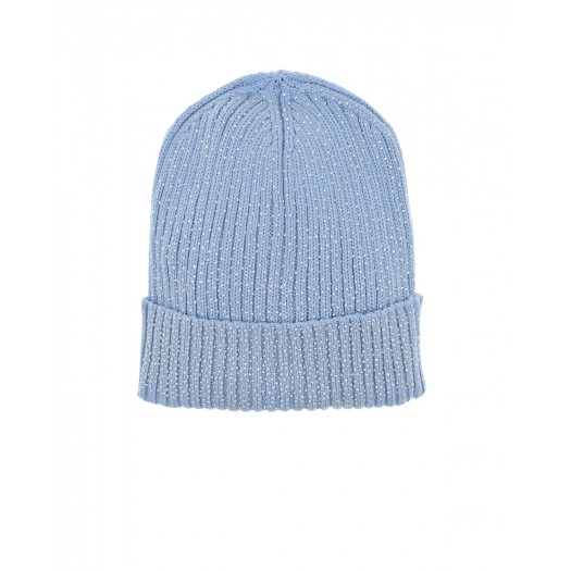Голубая шапка с перламутровыми стразами Regina | Фото 1