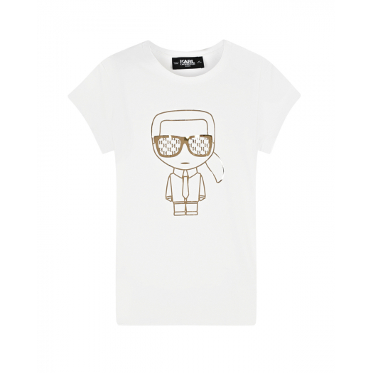 Белая футболка с принтом &quot;Karl&quot; Karl Lagerfeld kids | Фото 1