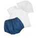 Бело-голубой подарочный набор (блуза, шорты, панама)  | Фото 1