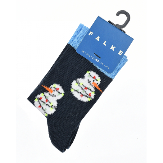 Темно-синие носки с декором &quot;снеговики&quot; Falke | Фото 1