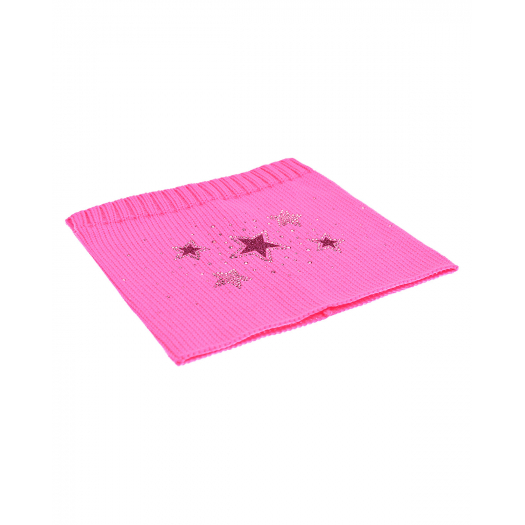 Розовый шарф-ворот со звездами, 25x23 см Catya | Фото 1