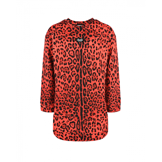 Красное платье с леопардовым принтом Dolce&Gabbana | Фото 1