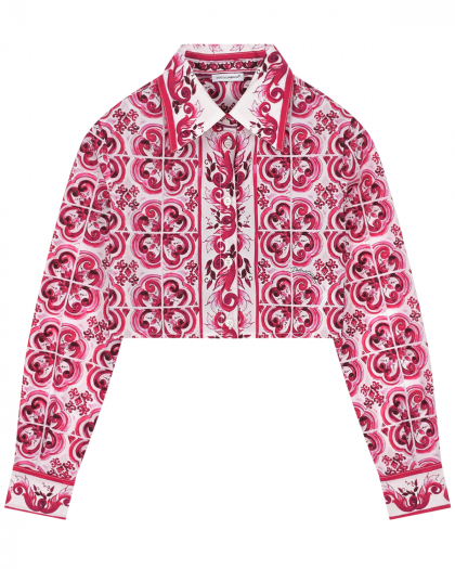 Укороченная рубашка с принтом &quot;майолика&quot; Dolce&Gabbana | Фото 1