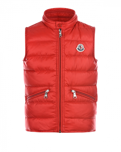 Красный пуховый жилет на молнии Moncler | Фото 1