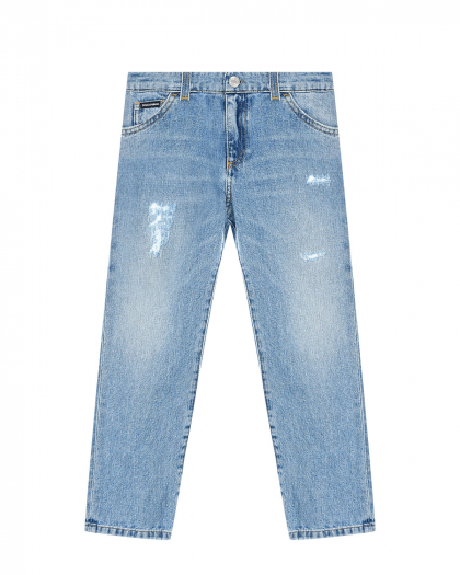 Голубые джинсы regular fit из хлопка Dolce&Gabbana | Фото 1