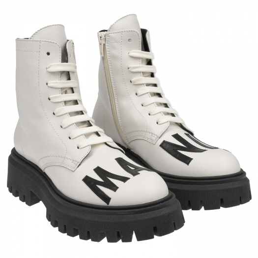 Высокие белые ботинки с черным лого MARNI | Фото 1