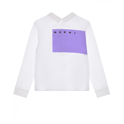Белая рубашка с фиолетовой вставкой MARNI | Фото 1