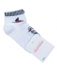 Белые спортивные носки с принтом "Корабли"