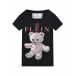 Черная футболка с принтом &quot;медвежонок с лого&quot; Philipp Plein | Фото 1