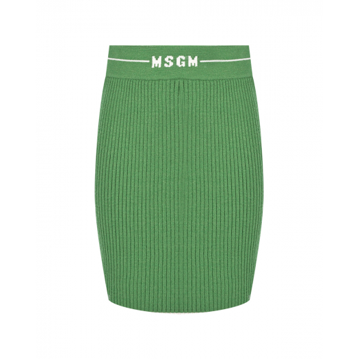 Зеленая юбка с белым лого MSGM | Фото 1