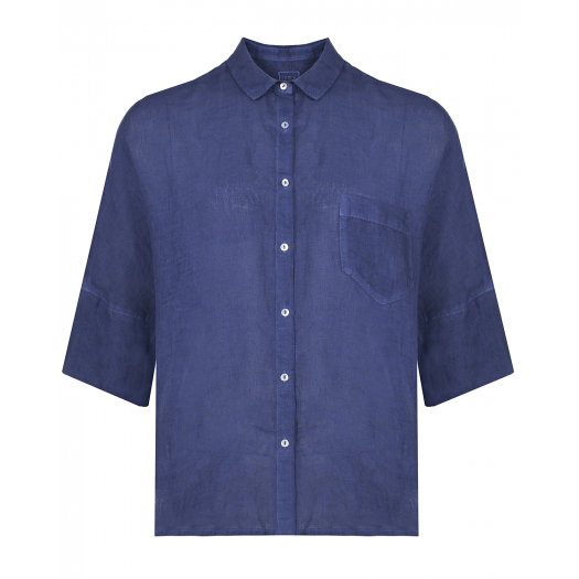 Темно-синяя рубашка с рукавами 3/4 120% Lino | Фото 1