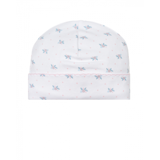 Белая шапка с цветочным принтом Lyda Baby | Фото 1