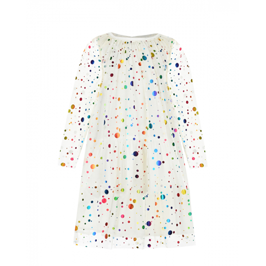 Белое тюлевое платье с разноцветным конфетти Stella McCartney | Фото 1