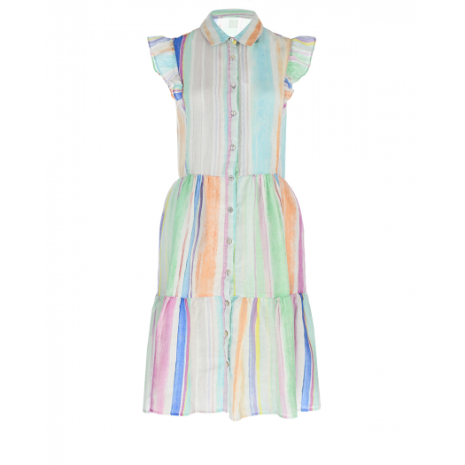 Платье в разноцветную полоску 120% Lino | Фото 1