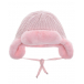 Розовая шапка-ушанка с меховой отделкой Chobi | Фото 1