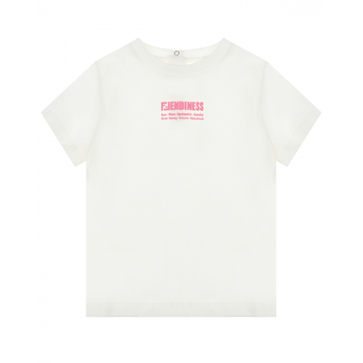 Белая футболка с розовым логотипом Fendi | Фото 1