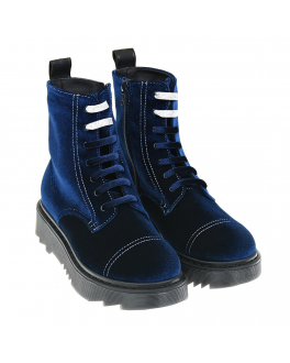Синие бархатные ботинки Emporio Armani Синий, арт. XXN004 XOT49 00362 | Фото 1