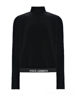 Черная велюровая водолазка Dolce&Gabbana Черный, арт. L5JTKA FUWD6 N0000 | Фото 1