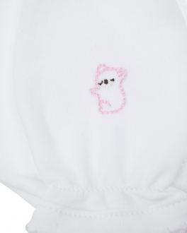 Розовые варежки-царапки с вышивкой &quot;панда&quot; Lyda Baby Белый, арт. PM11 WHITE&ROSE FOREVER FR | Фото 2