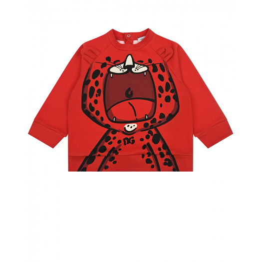 Красный свитшот с принтом &quot;леопард&quot; Dolce&Gabbana | Фото 1