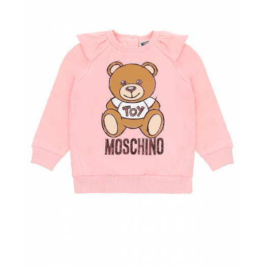 Розовый свитшот с принтом &quot;медвежонок&quot; Moschino | Фото 1