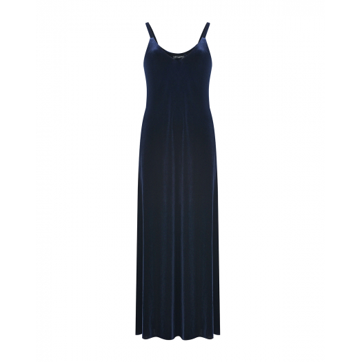 Синие бархатное платье-комбинация Pietro Brunelli | Фото 1
