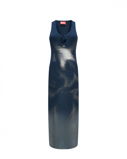 Платье макси на лямках с серебряным нанесением, тёмно-синее Diesel | Фото 1