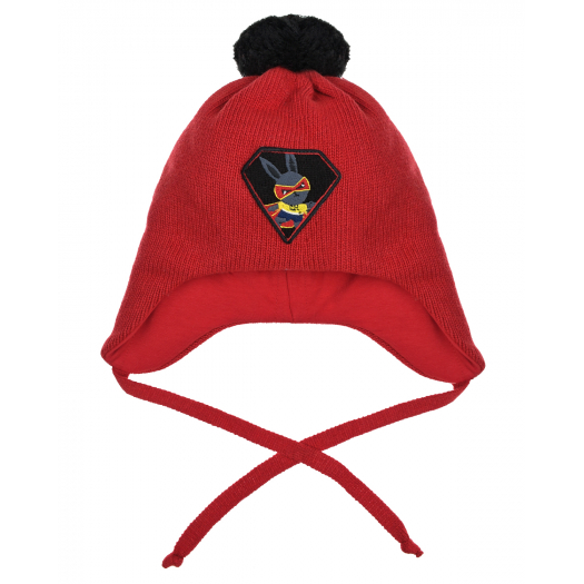 Красная шапка с нашивкой &quot;заяц&quot; Chobi | Фото 1