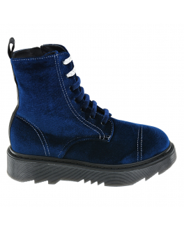Синие бархатные ботинки Emporio Armani Синий, арт. XXN004 XOT49 00362 | Фото 2