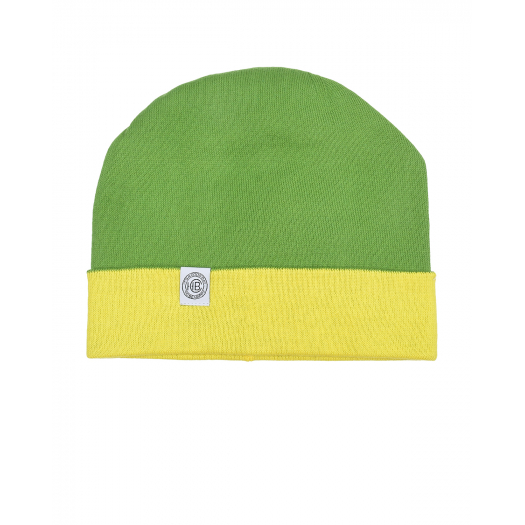 Зеленая шапка с желтым отворотом Chobi | Фото 1