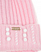 Розовая шапка из шерсти и кашемира с бусинами Il Trenino | Фото 3