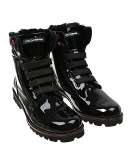 Лаковые ботинки с меховой подкладкой Dolce&Gabbana Черный, арт. D10849 AB543 80999 | Фото 1