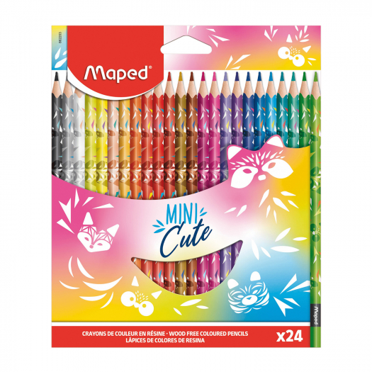 Цветные карандаши Mini Cute декорированные, пластиковые, 24 цвета Maped | Фото 1