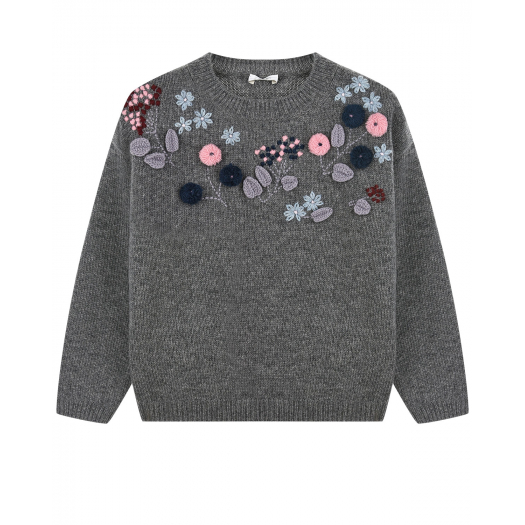 Шерстяной свитер с цветочными аппликациями IL Gufo | Фото 1