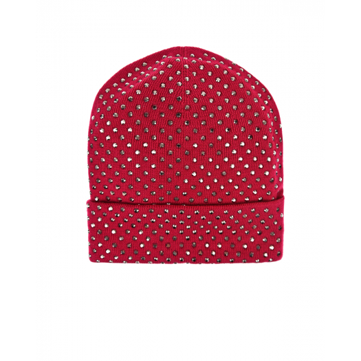 Красная шапка из шерсти со стразами Regina | Фото 1