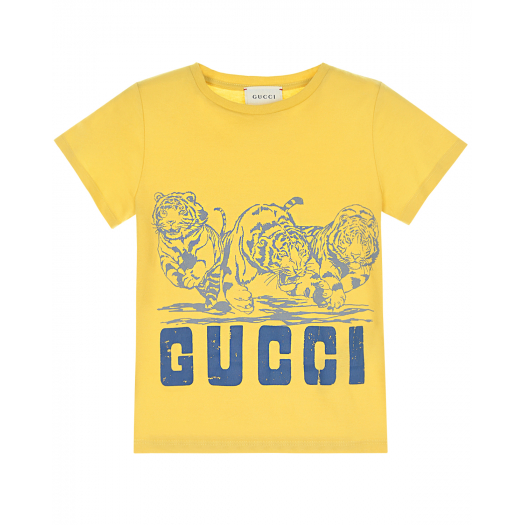 Футболка с принтом &quot;Тигры&quot; GUCCI | Фото 1