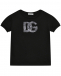 Футболка со стразами на логотипе DG, черная Dolce&Gabbana | Фото 1