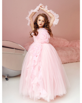 Розовое платье с объемной цветочной аппликацией Sasha Kim Розовый, арт. SK STEPHANIE 200358 PINK 10 | Фото 2