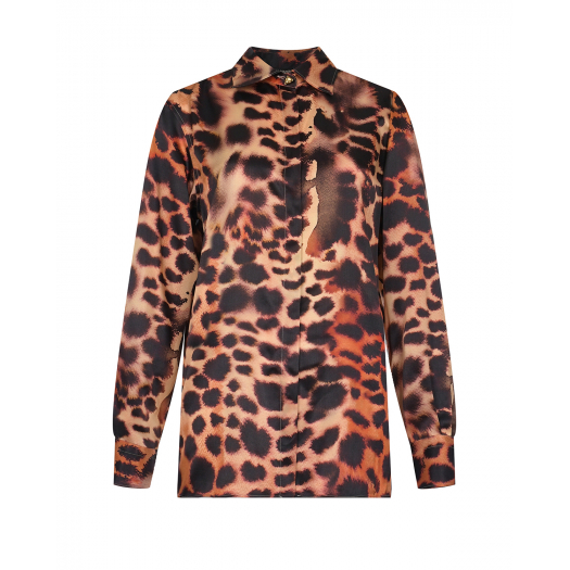 Шелковая рубашка с леопардовым принтом Roberto Cavalli | Фото 1