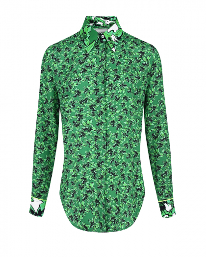 Зеленая рубашка с цветочным принтом Iceberg | Фото 1