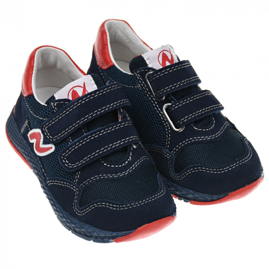Темно-синие кроссовки с красным логотипом Naturino | Фото 1