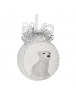 Шар на ёлку &quot;Полярный мишка в открытом шаре&quot; 9,5 см, белый Weiste , арт. 5499 | Фото 2